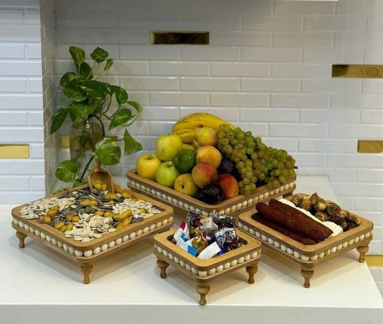 سرویس پذیرایی چوبی مهره دار پایه خراطی