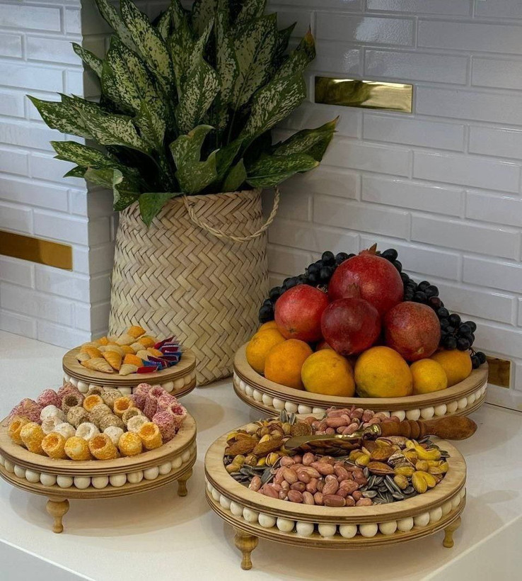 سرویس پذیرایی چوبی مهره دار پایه خراطی